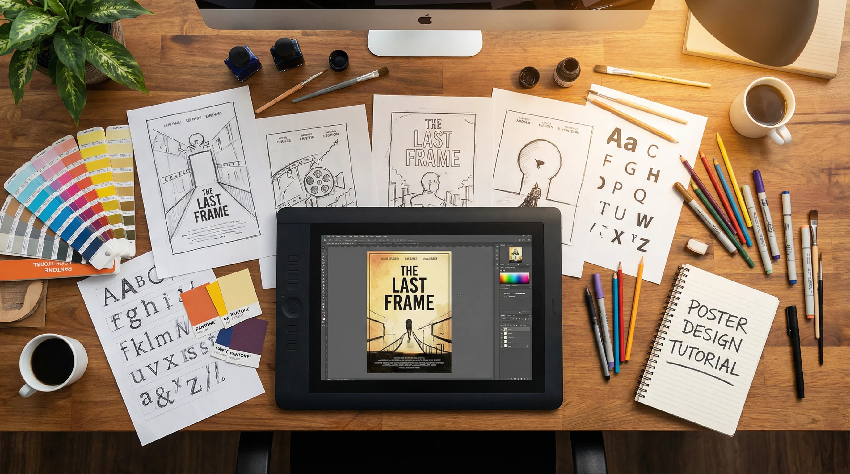 电影海报设计工作室创作环境展示